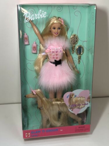 Vintage 1999 Glam ‘n Groom Barbie Doll & Lacey Dog Set Mattel #27271 Nrfb