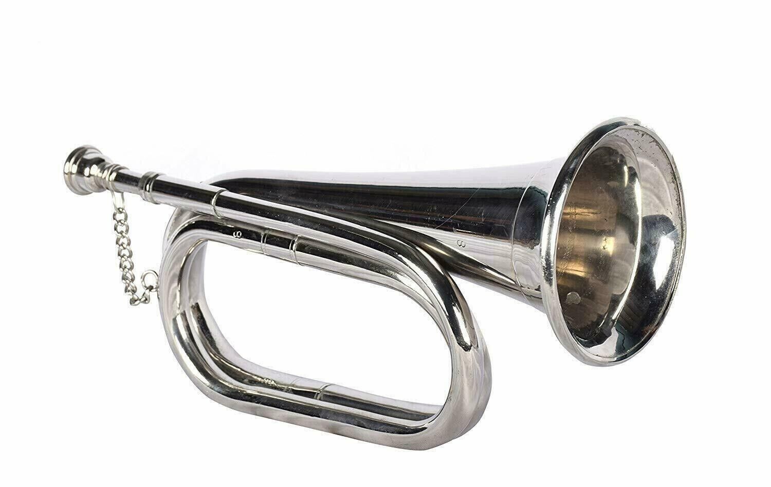 Military Parade Cavalry Horn Old School Solid Nickle Bugle Orchestra Band Bigul
