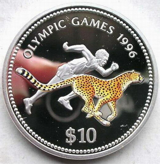 Namibia 1996 Cheetah 10 Dollars Colour Silver Coin,proof