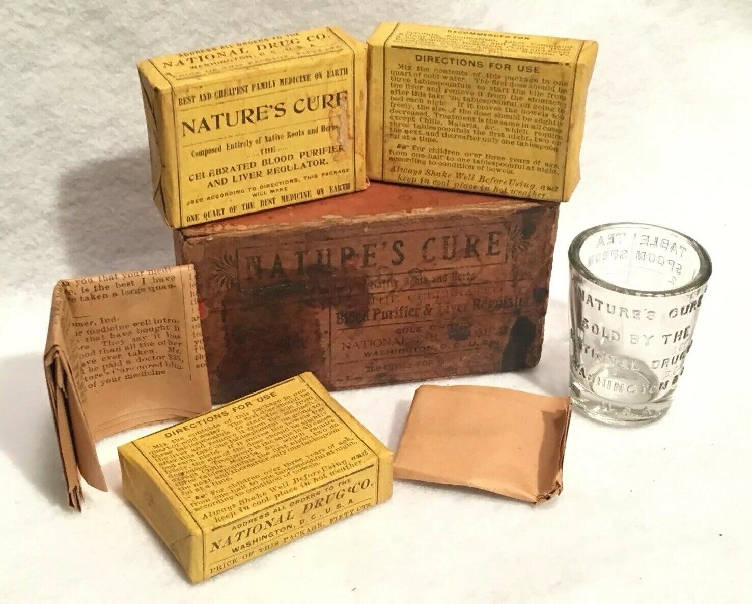 Antique Nature’s Cure Blood Purifier Apothecary Pharmacy Box National Drug Co.
