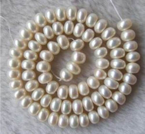 Aaa White Freshwater Pearl Roundel Loose Beads 7-8mm 15" Strands