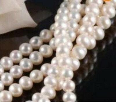 Natural 7-8mm Akoya White Freshwater Cultured Pearl Loose Beads 15"