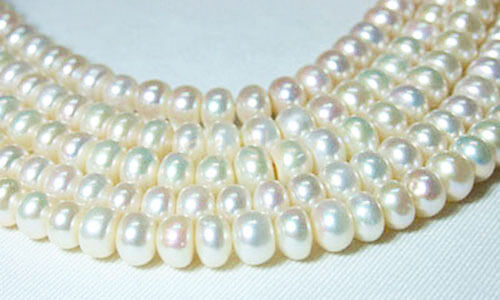 Natural Rondelle Pearl 8-9mm White Freshwater Pearl Loose Beads 15" Strand Aaa