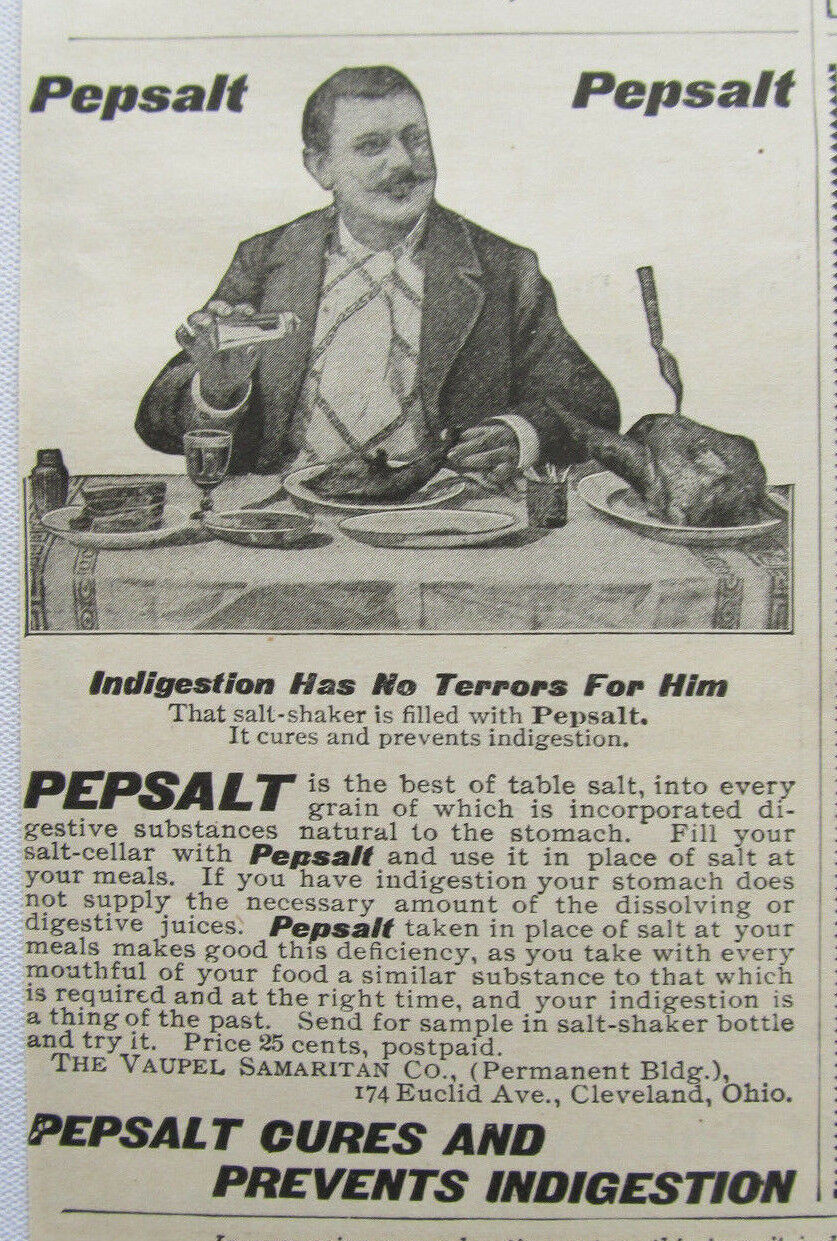 Antique Advertising Pepsalt Digestive Salt 1899 Quack Medicine Cleveland