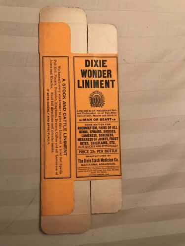 Antique Vintage Nos Dixie Wonder Liniment  Remedy Box Medicine