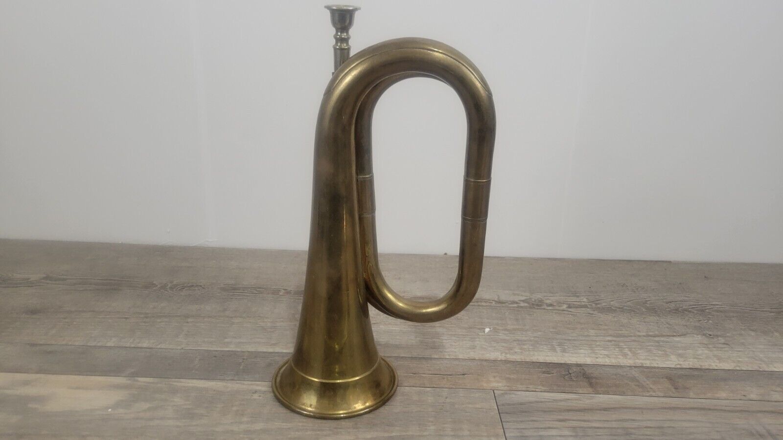 Vintage Brass Military Style Bugle Horn With Mouthpiece ~ Made In India