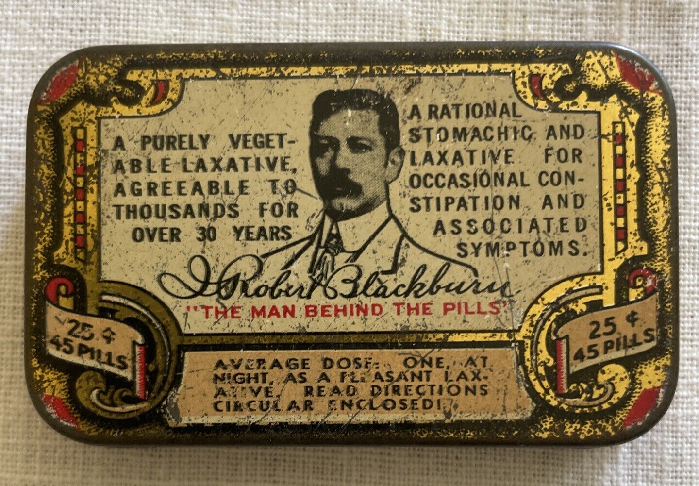 Vintage Tin Blackburn's Casca Royal Pills Laxative Empty