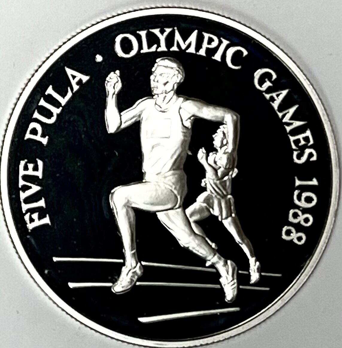 Botswana - Seoul Summer Olympics - Track - Silver 5 Pula 1988 - Gem Proof
