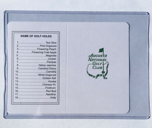 Augusta National Golf Club Course Scorecards Unsigned Masters Golf Card
