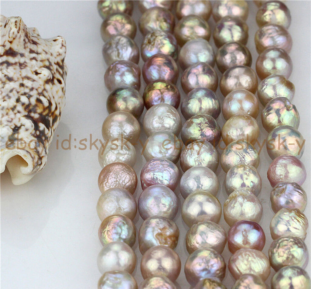 Natural Rare Aaa 14-16mm Huge Multicolor Baroque Pearl Loose Beads 15''