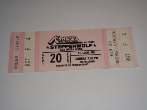 Steppenwolf Scarce Vintage Unused 1987 Concert Tour Ticket Usa Pink John Kay