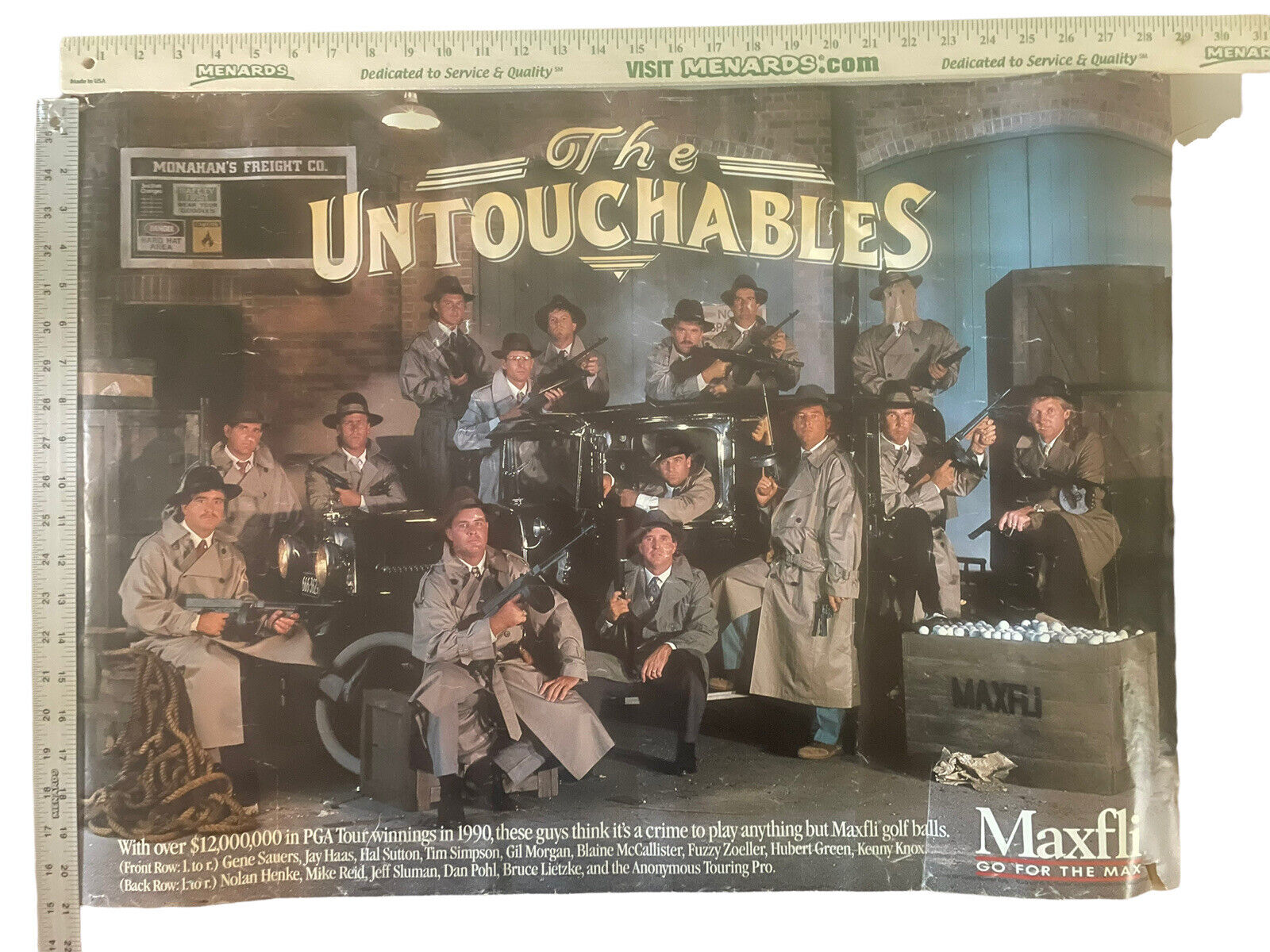Pga Golf Poster From 1990: Maxfli "the Untouchables" 29"x21" Rare Find Vintage