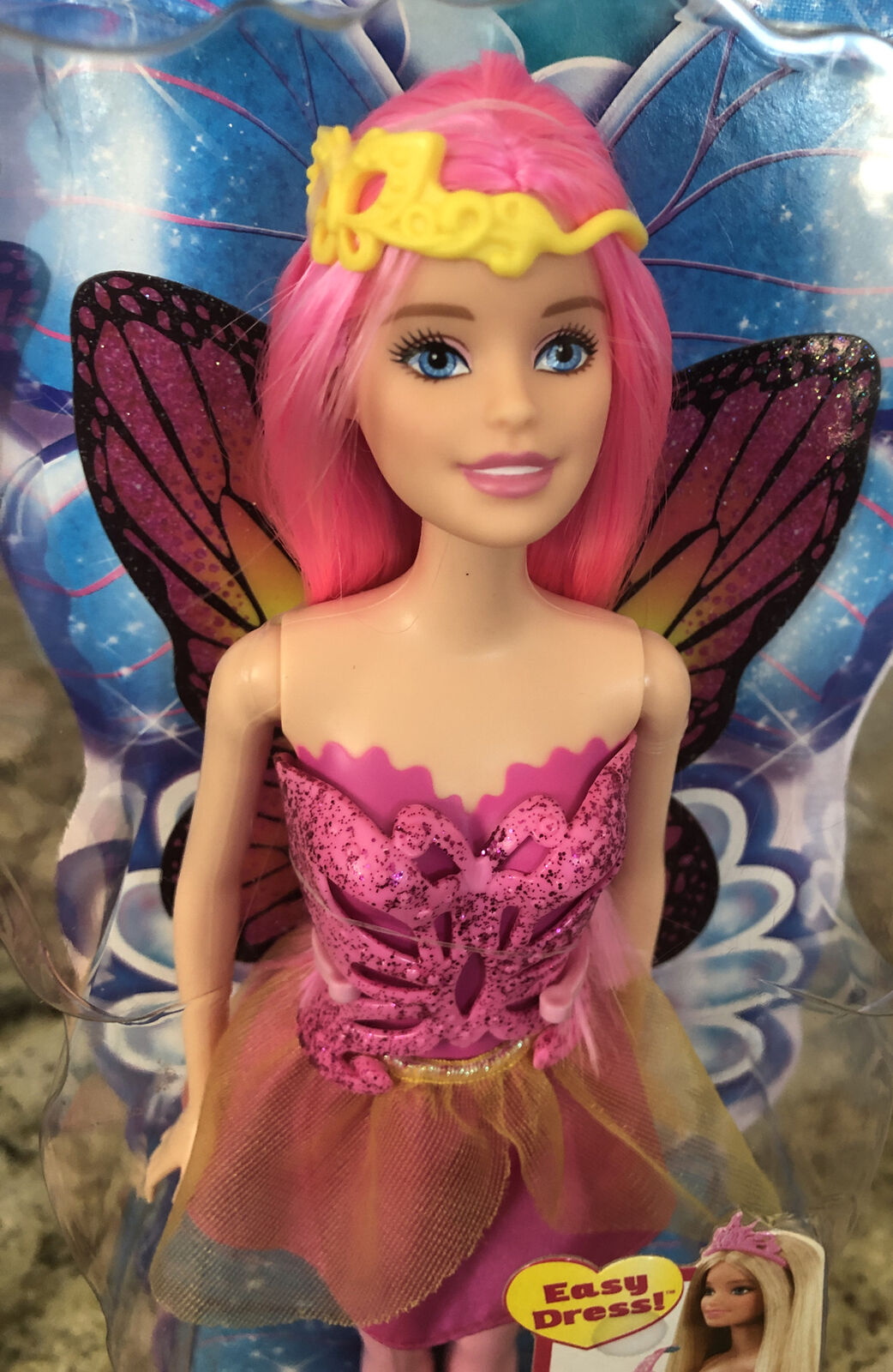 Easy Dress Barbie Fairy Doll With Pink Long Hair