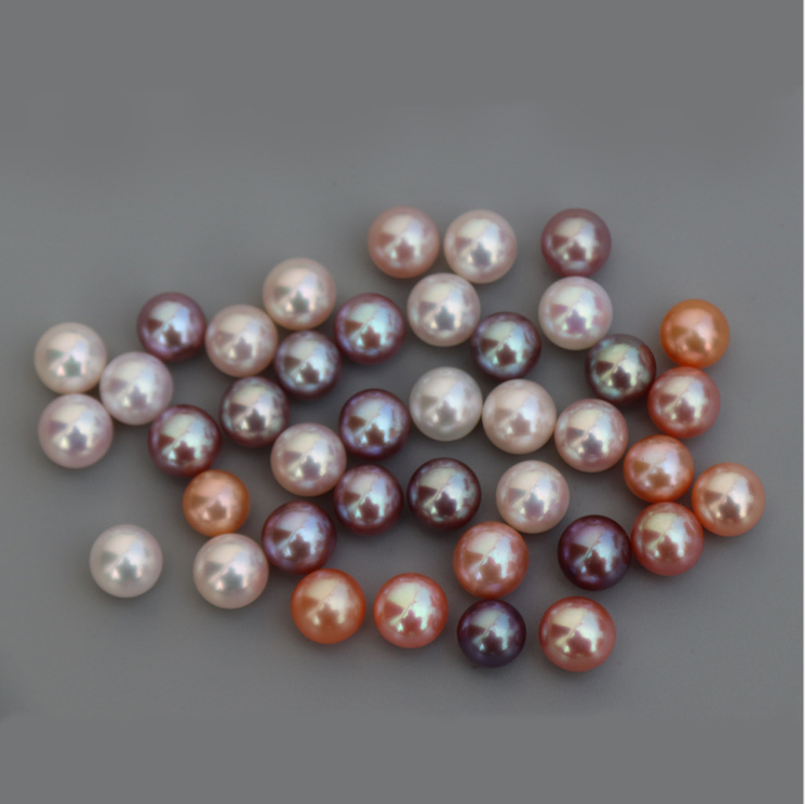 2pcs/1 Pair Genuine Natural Freshwater Round Pearl Half-drilled Diy Jewelry