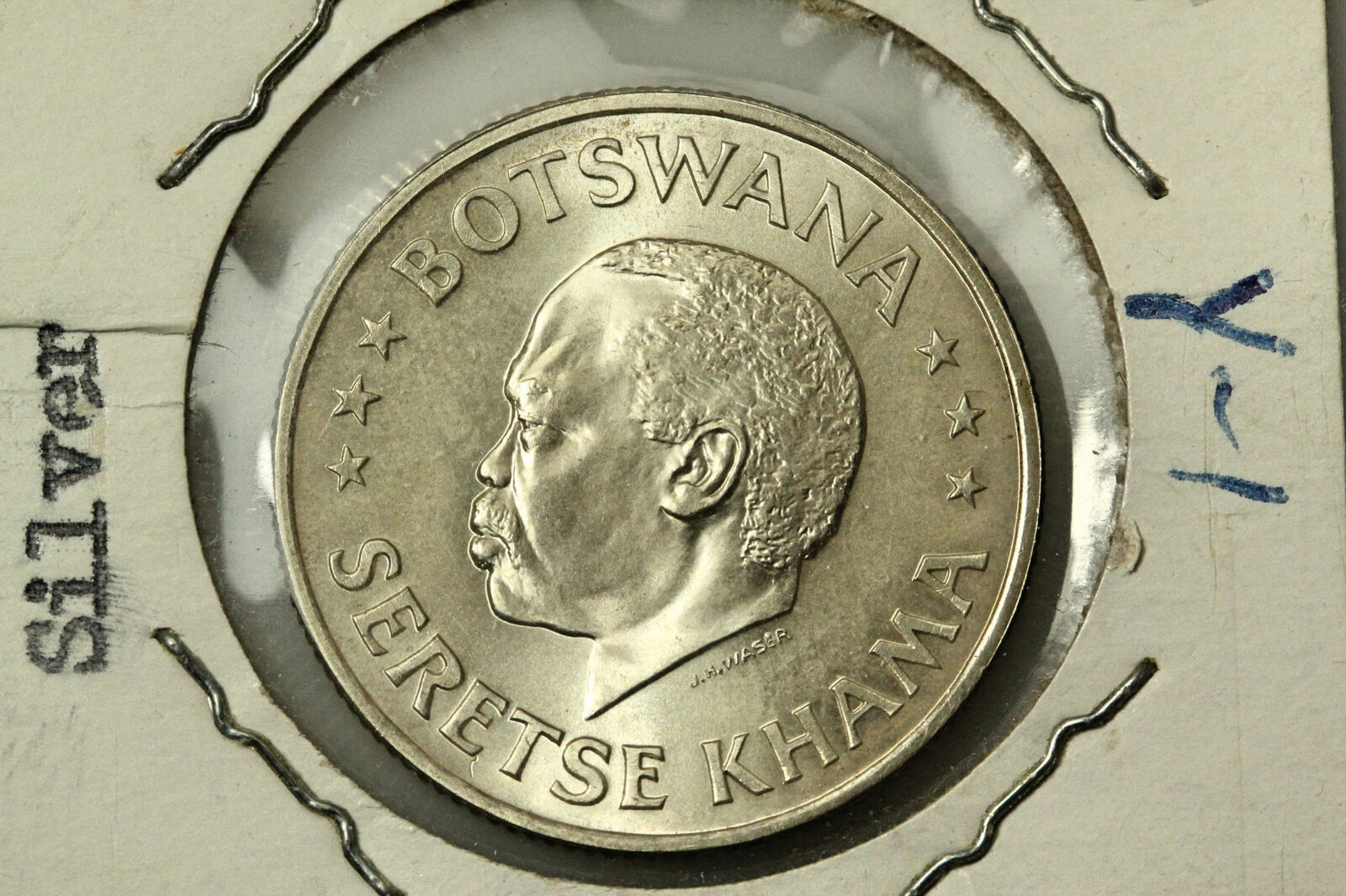 1966 Botswana Independence 50 Cents 80% Silver Coin Grades Mint State (num6492)