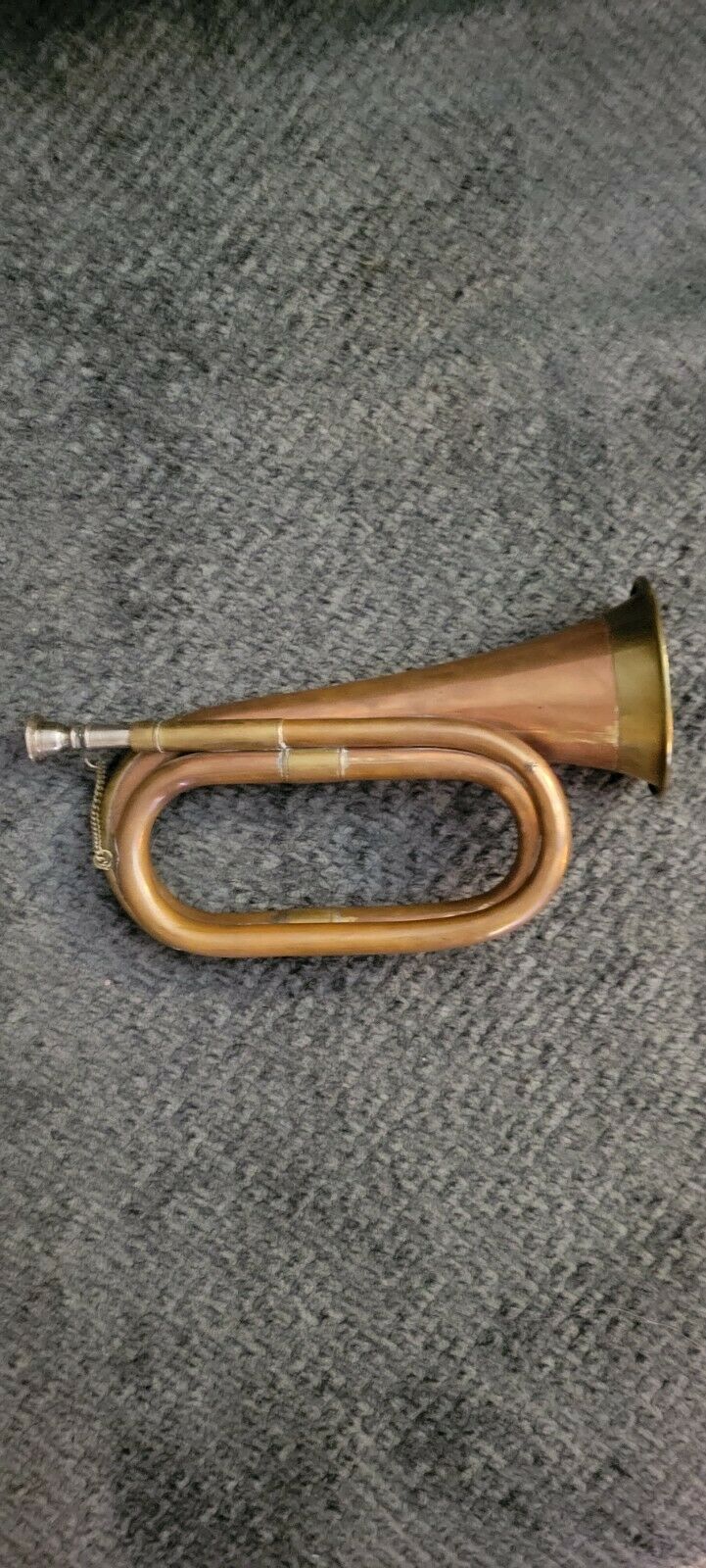 Vintage Bugle Copper And Brass 10 3/4" W/ Mouth Piece - - Free Shipping