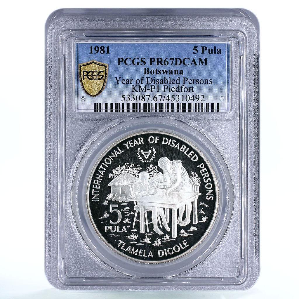 Botswana 5 Pula Year Disabled Persons Pr67 Pcgs Silver Piedfort Coin 1981