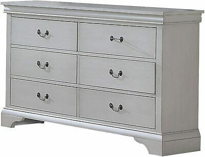 Benjara Six Drawers Wooden Dresser With Molded Details, White