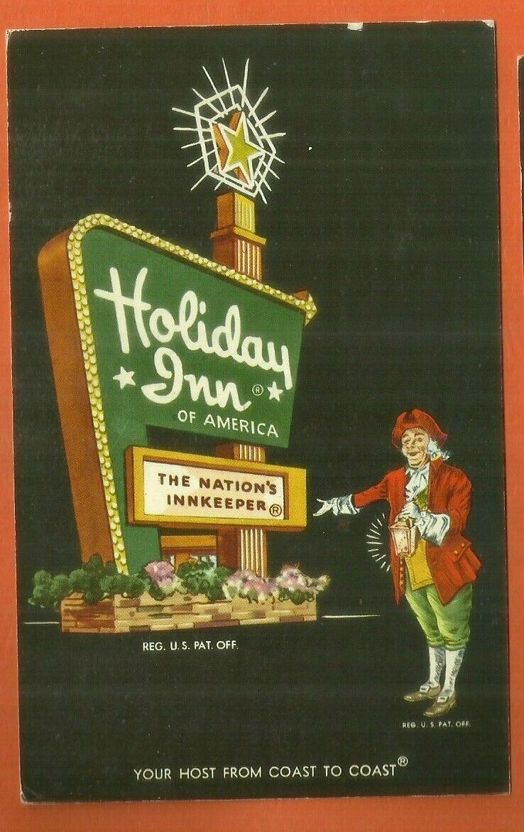 Odessa, Texas/ Holiday Inn/ Large Sign/colonial Man/ Chrome Postcard