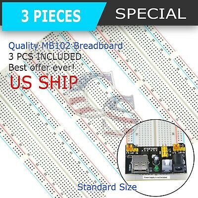 3x Mb-102 830 Point Prototype Pcb Solderless Breadboard Protoboard