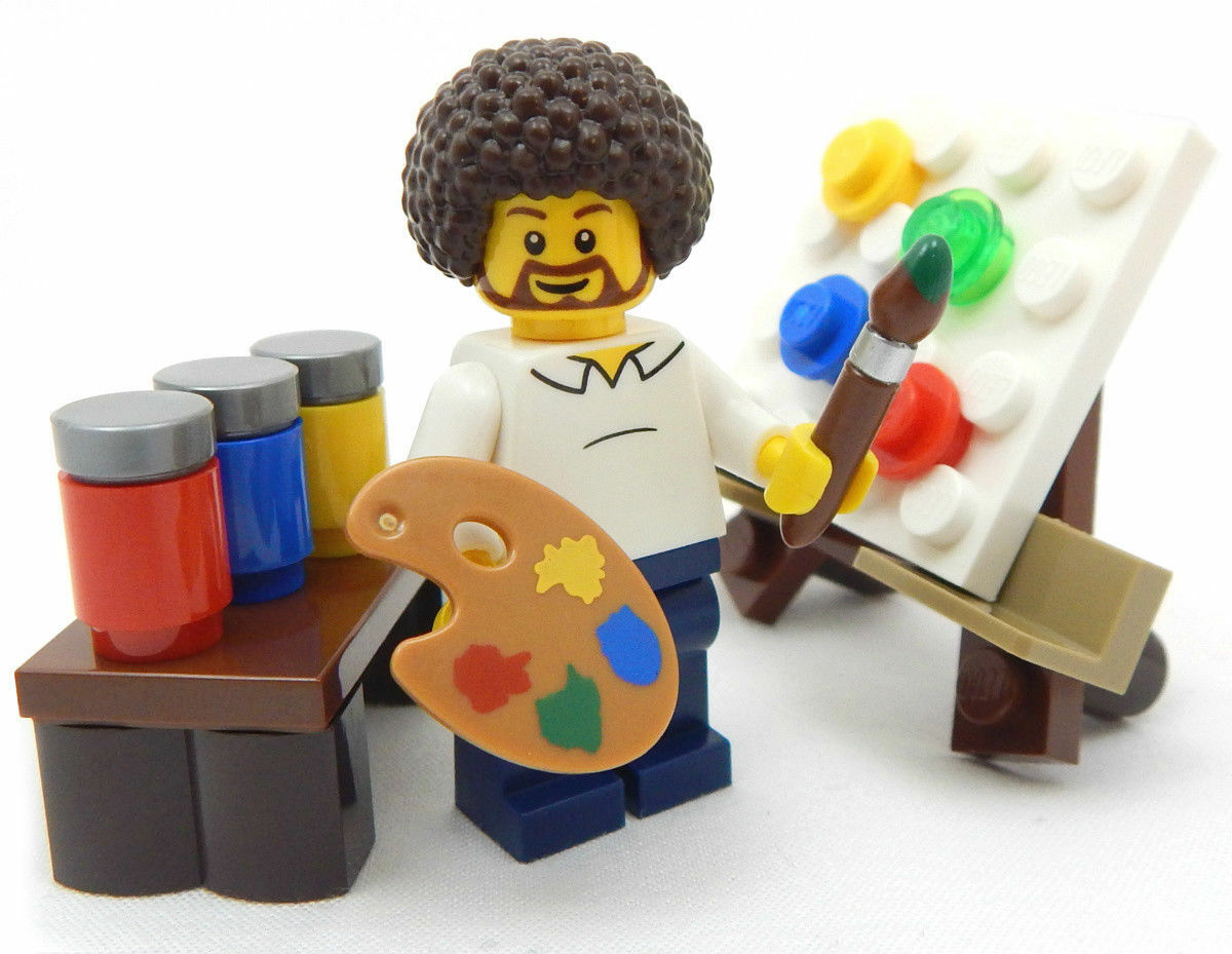 New Lego "public T.v. Artist" Minifig Afro Figure Minifigure Paint Painter