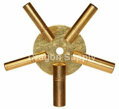 New Universal Brass Clock Key For Winding Clock 5 Prong Even Number
