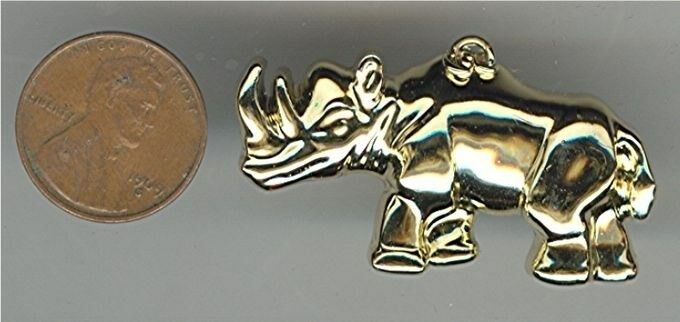 6pcs Vintage Gold 43x25mm Standing Rhino Pendants Z319