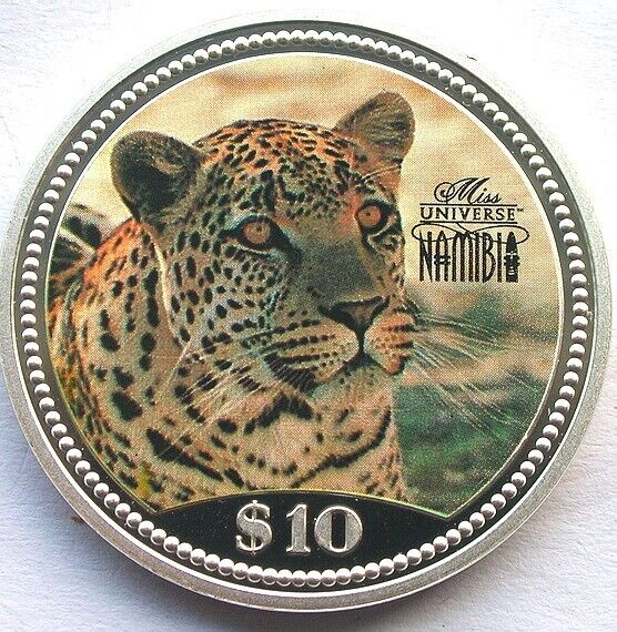 Namibia 1995 Leopard 10 Dollars Silver Coin,proof