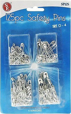 New 125pc Safety Pin Assorted Set - Sizes: #0- 4 ( Us Free Shipping )