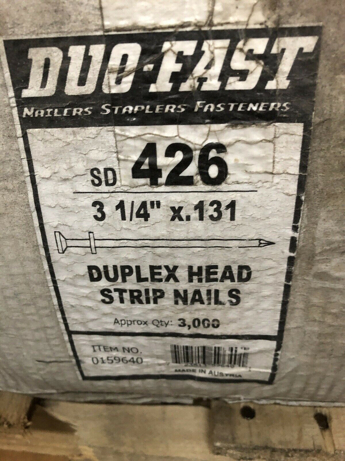 Duo-fast Sd 426 3-1/4 X .131 Duplex Head (double Head) Strip Nails, Ctn/3000