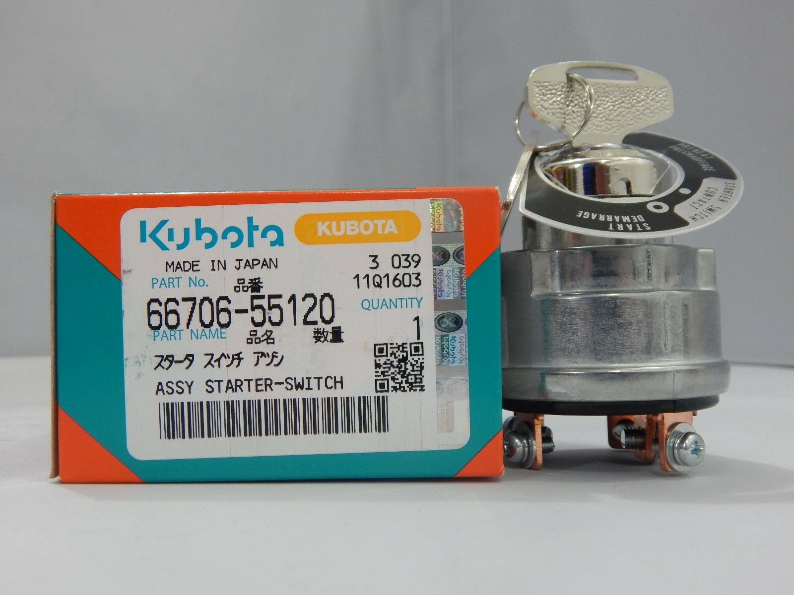 Kubota New Ignition Key Switch W Keys 66706-55120 Fits Engines And Equipment