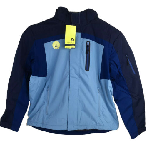 New Mens 2xl Water Resistant Midweight Jacket Remove Hood Blue Xersion Coat $120