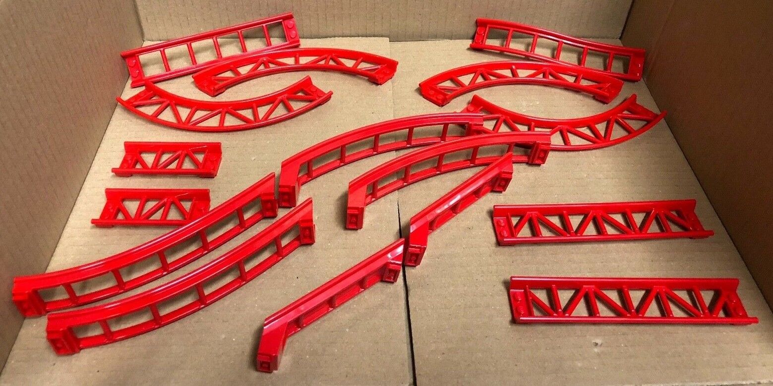 Red Lego Roller Coaster Track Rail From 10261 - 16 Total Pieces