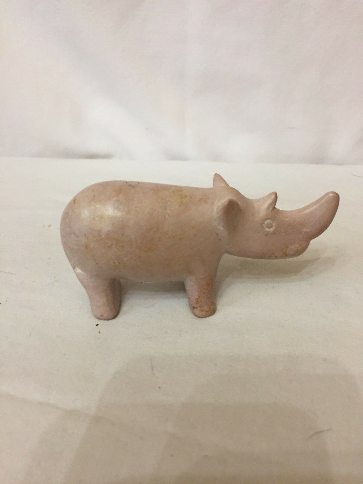 Small Pink Soapstone Rhino Trinket