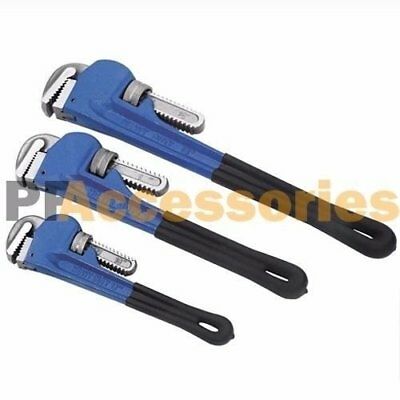 3 Pcs Adjustable Heavy Duty Heat Treated Soft Grip Pipe Wrench Set 10" 12" 14"