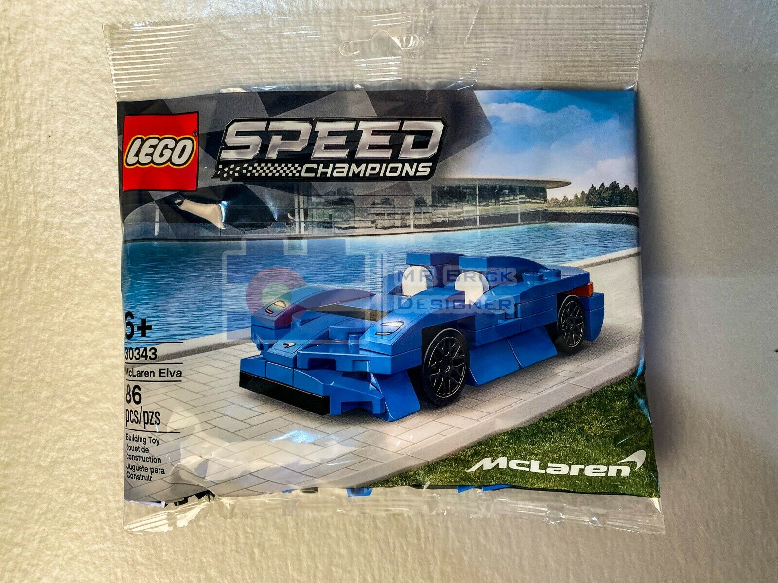 Lego 2021 Speed Champions Mclaren Elva Blue Poly Bag 30343 86 Pcs Rare Htf New