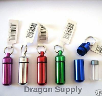 New 5pc  Small Pill / Id Holder Keychain ( Assorted Colors )